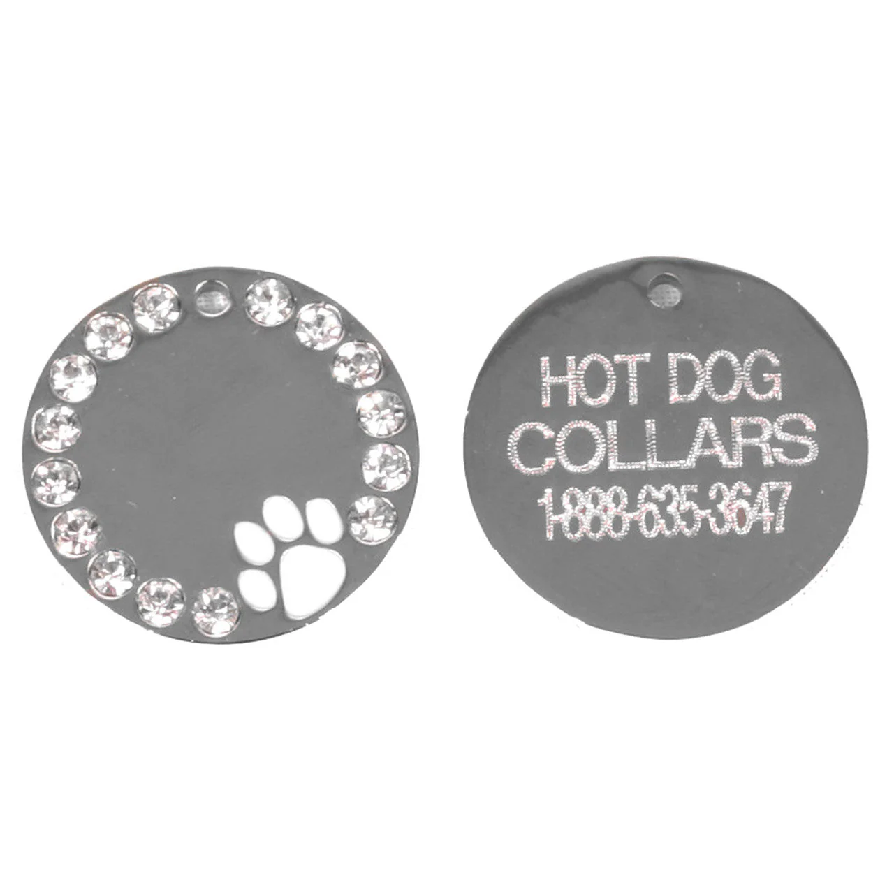 Pawprint and Crystal Engraved Dog ID Tag - Image 3