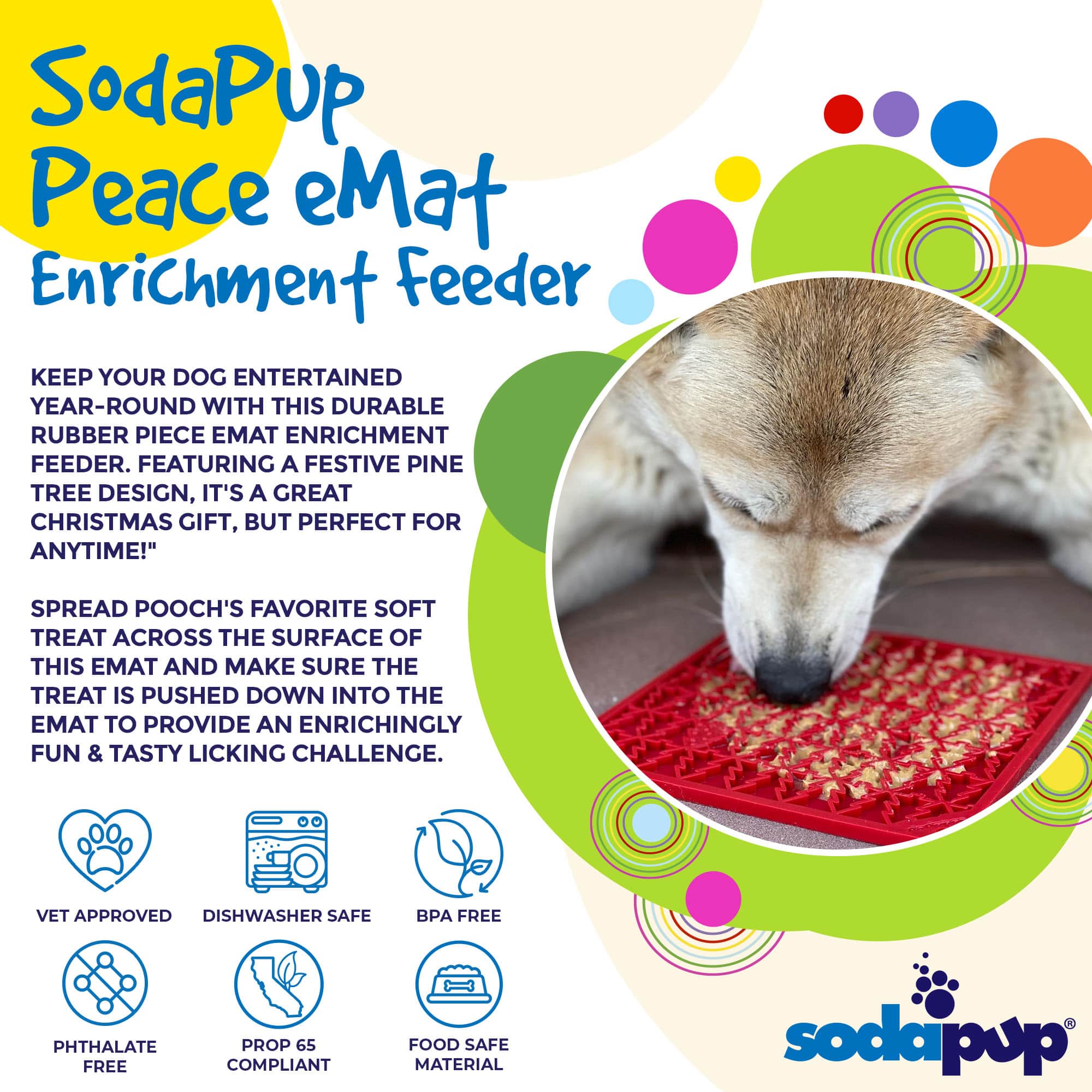 "Peace" Christmas Tree emat - Enrichment Lick Mat for Dogs and Cats | Christmas Tree design | SodaPup - Image 2