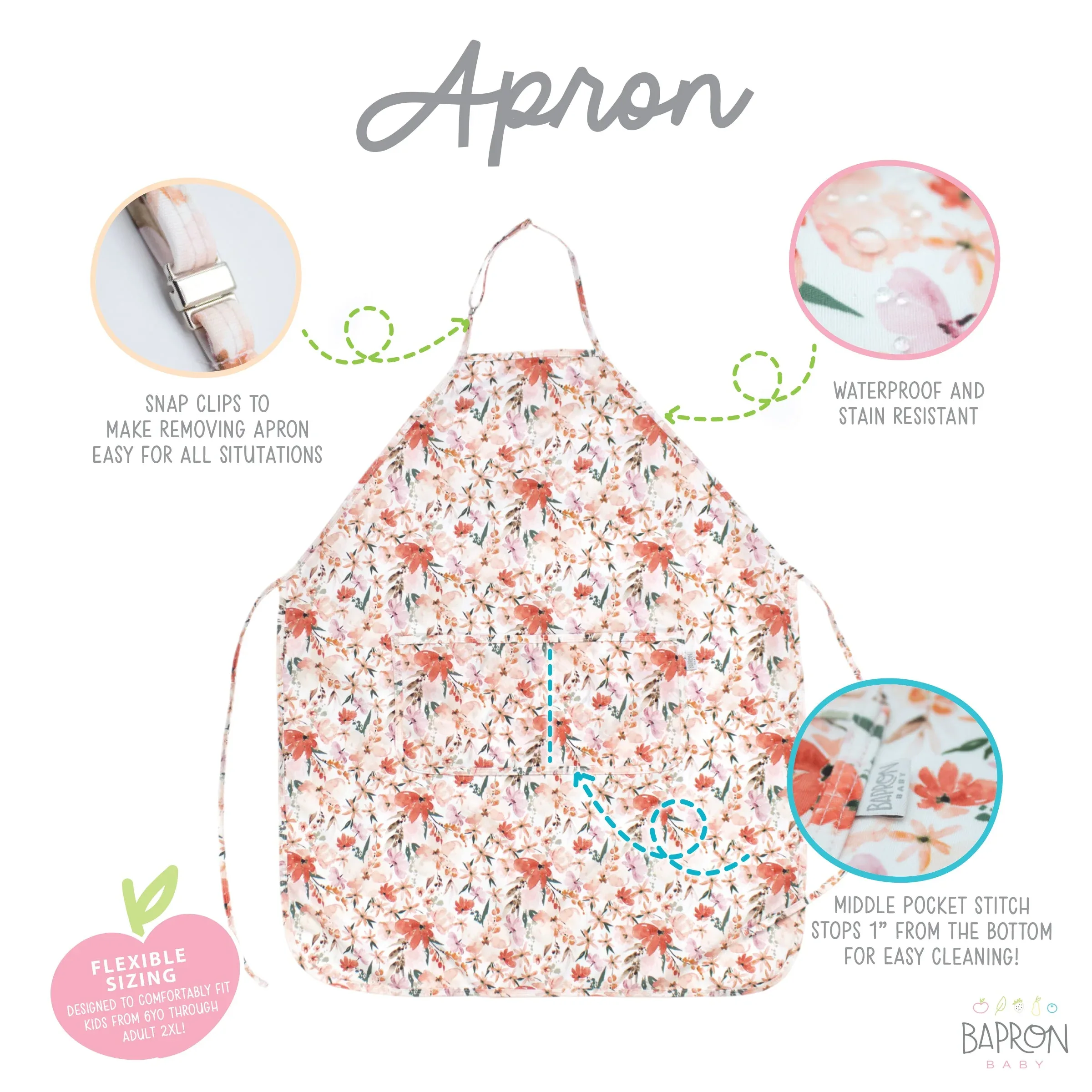 Peachy Dreams Apron - fits sizes youth small through adult 2XL - Image 2