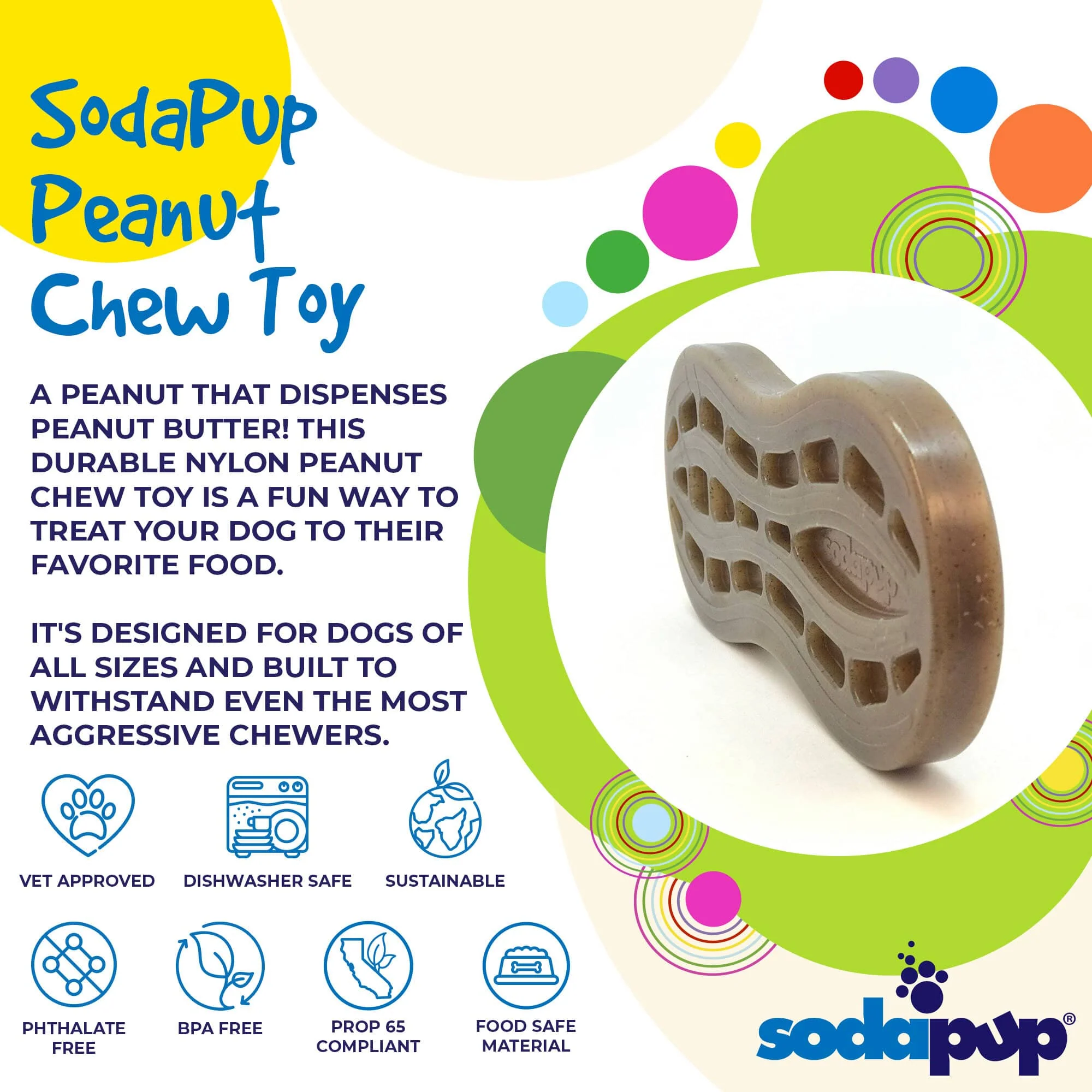 Peanut Nylon Dog Chew Toy | Ultra-Durable for Aggressive Chewers | SodaPup - Image 3