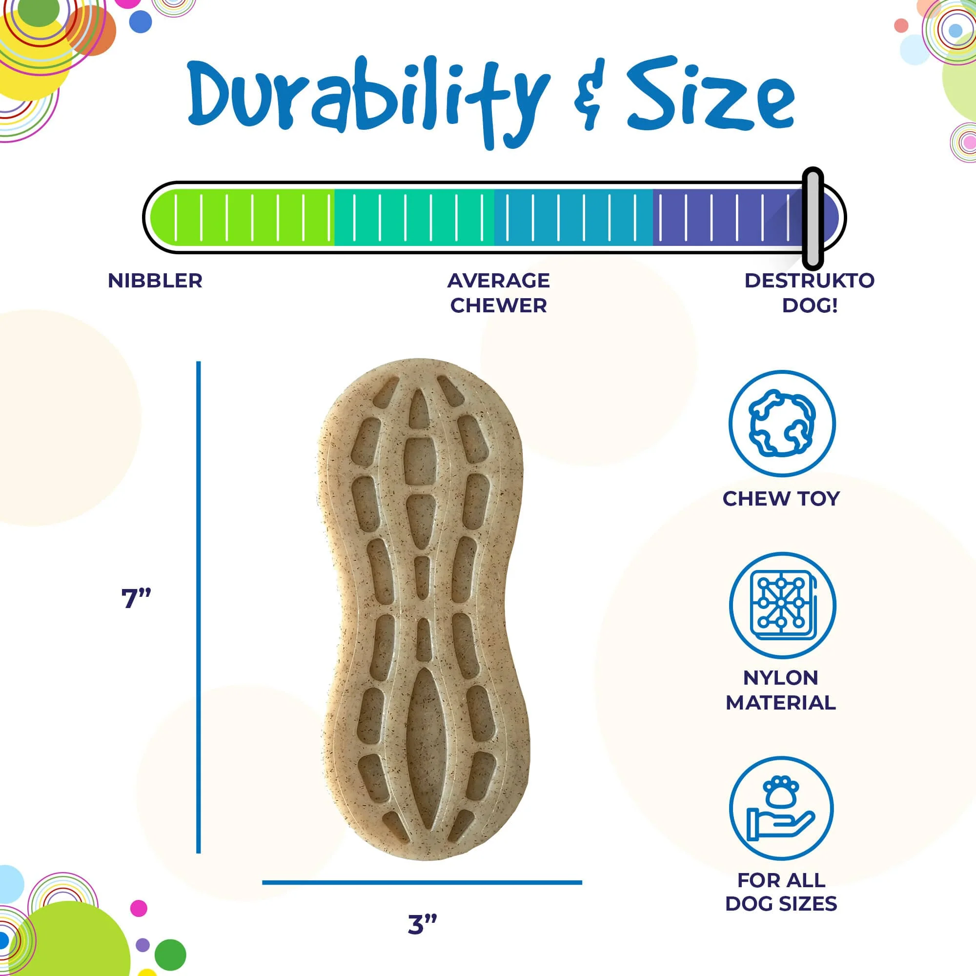Peanut Nylon Dog Chew Toy | Ultra-Durable for Aggressive Chewers | SodaPup - Image 5