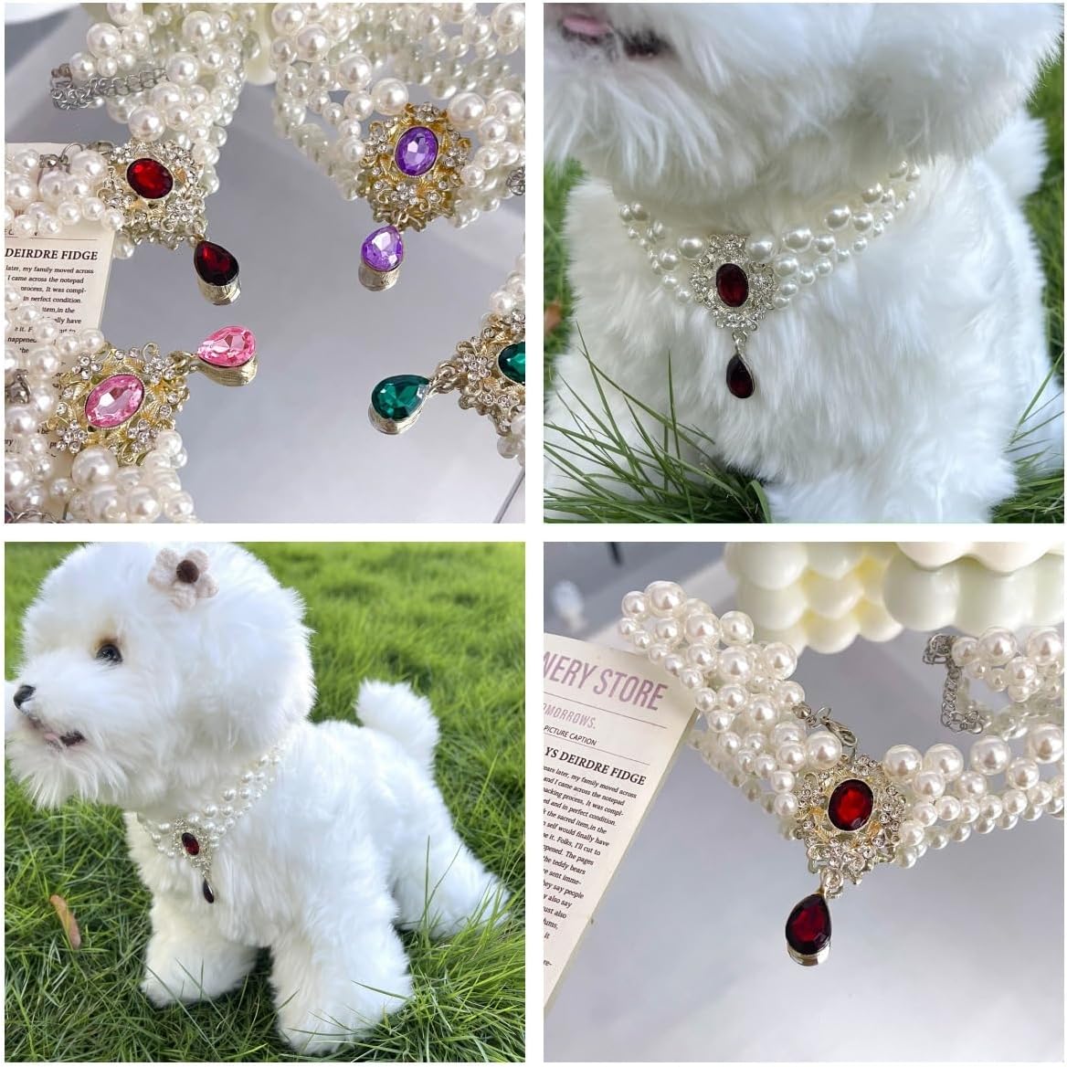 Pearl Pet Necklace with Gem Pendant - Image 4