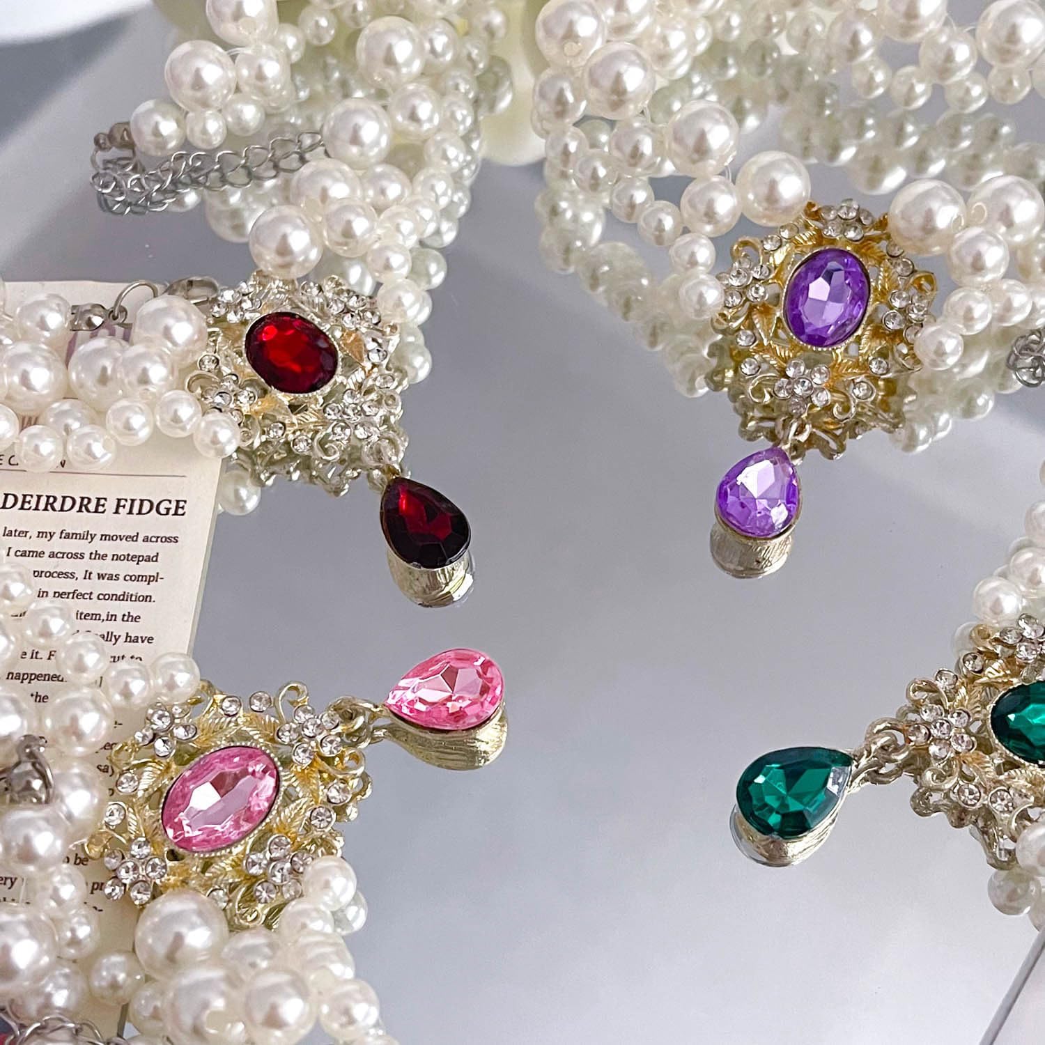 Pearl Pet Necklace with Gem Pendant - Image 6