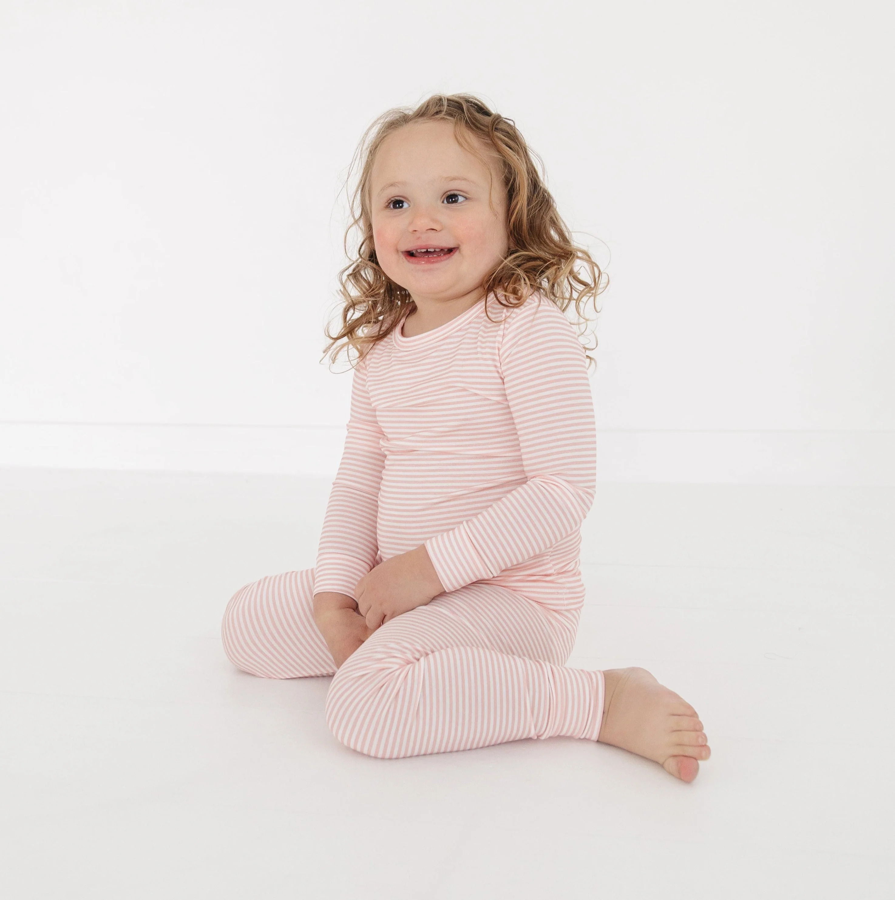 Peony Stripe Bamboo Toddler Pajama Set - Image 3
