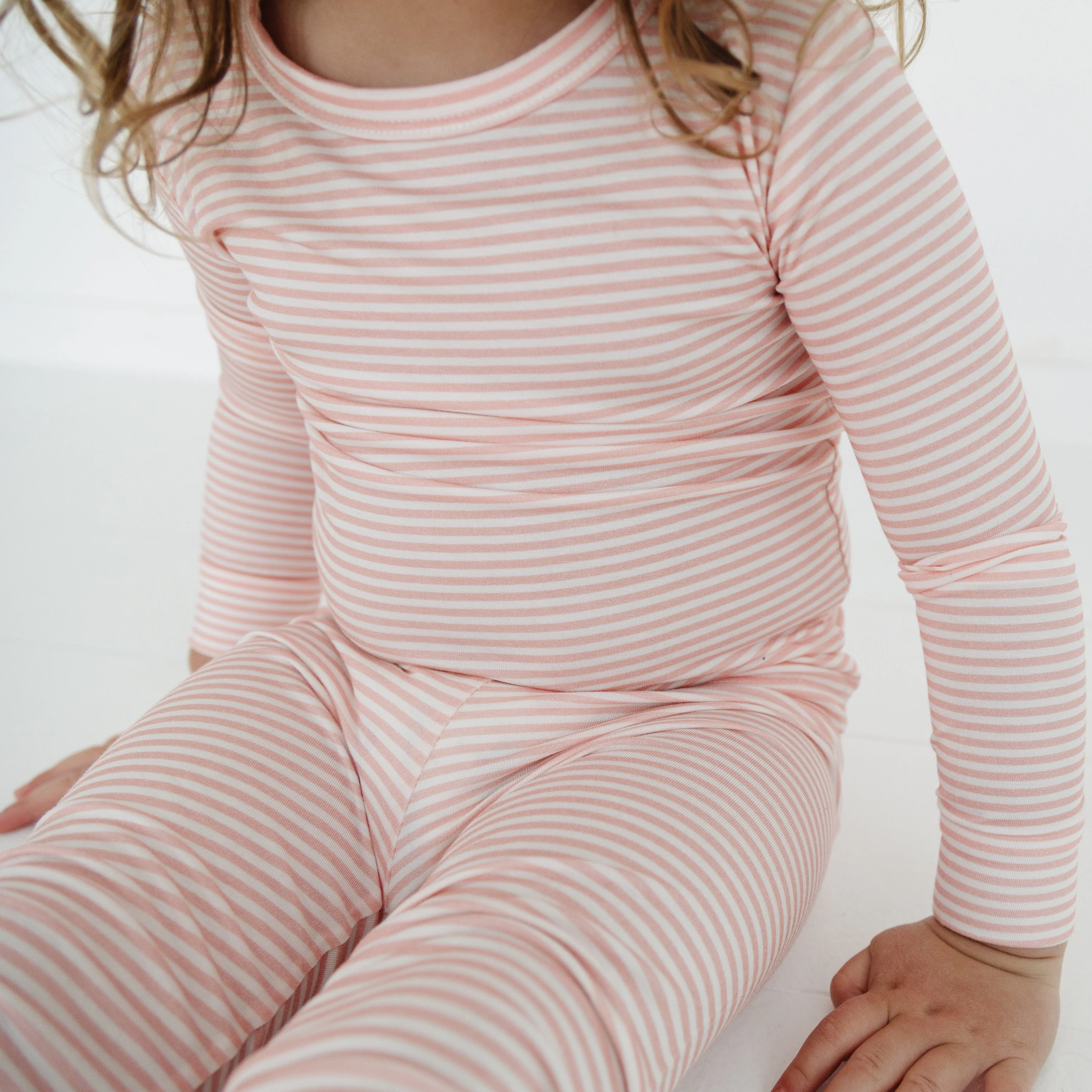Peony Stripe Bamboo Toddler Pajama Set - Image 5