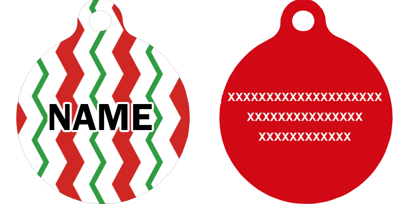Peppermint Stick Chevron Stripes HD Dog ID Tag - Image 2