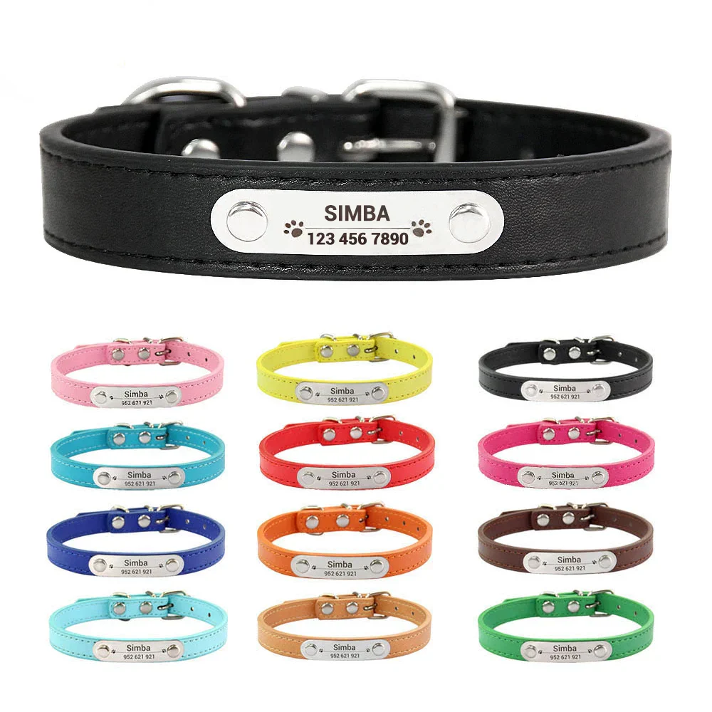 Personalized Dog Collar with Name Engraving – Anti-Lost PU Leather Collar for Dogs and Cats - Image 2