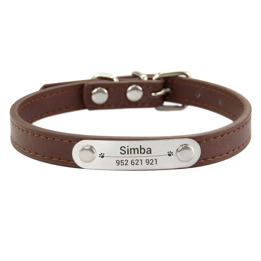 Personalized Dog Collar with Name Engraving – Anti-Lost PU Leather Collar for Dogs and Cats - Image 20