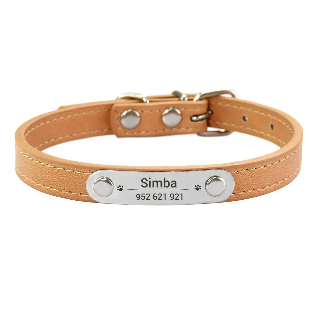Personalized Dog Collar with Name Engraving – Anti-Lost PU Leather Collar for Dogs and Cats - Image 22