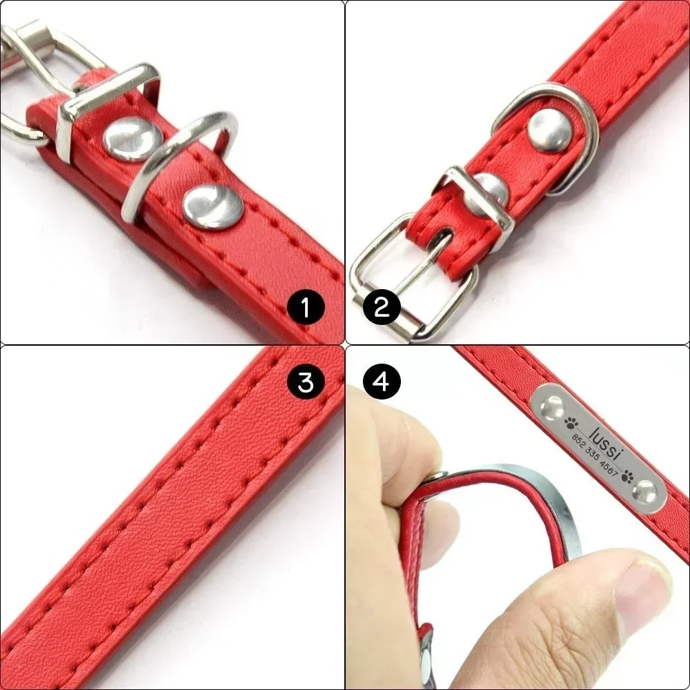 Personalized Dog Collar with Name Engraving – Anti-Lost PU Leather Collar for Dogs and Cats - Image 5