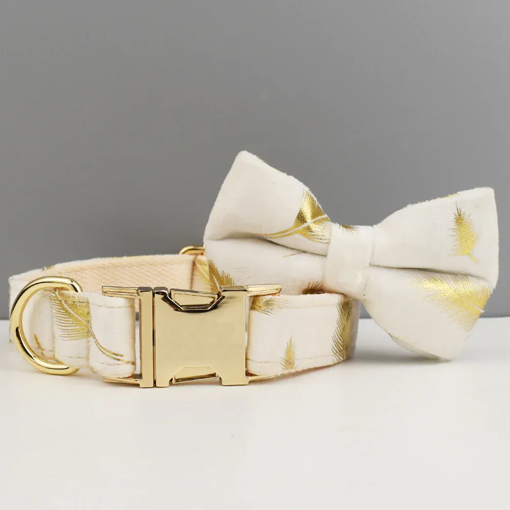 Personalized Ivory Gold Leaf Velvet Classic Set - Image 3