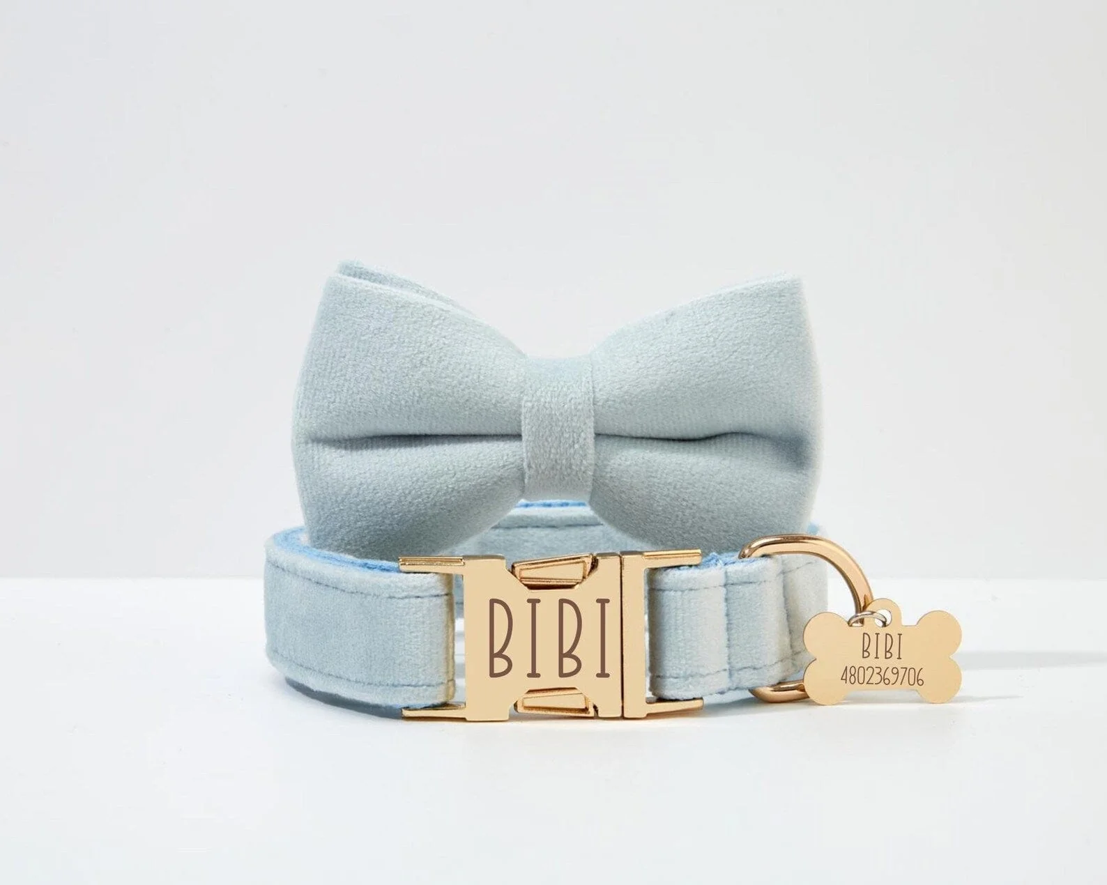 Personalized Light Blue Velvet Classic Set - Image 12