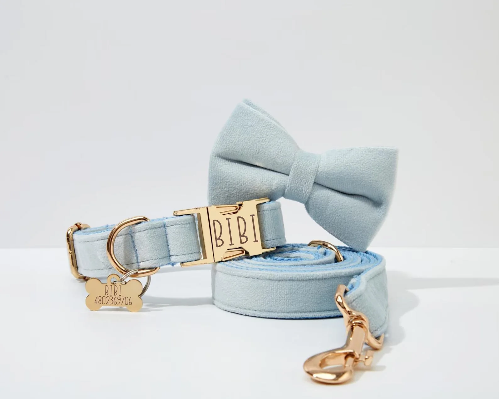 Personalized Light Blue Velvet Classic Set - Image 3