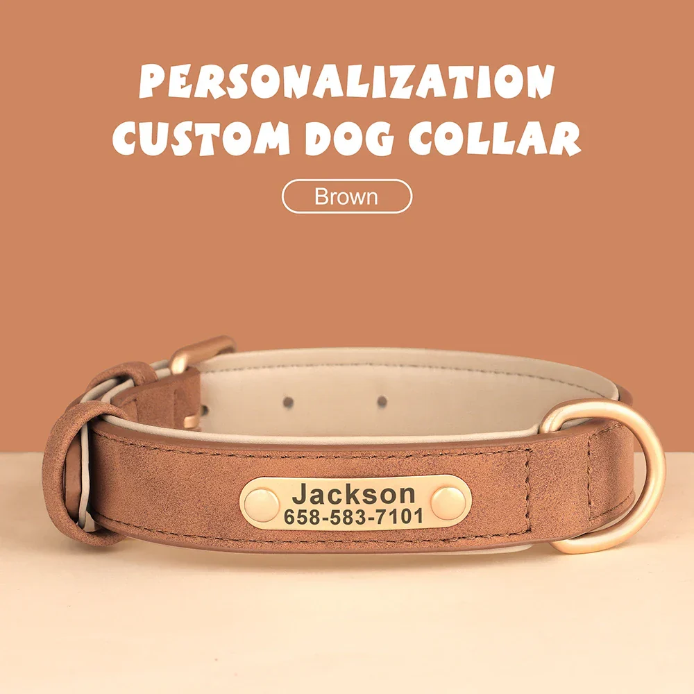 Personalized PU Leather Dog Collar with Custom Engraved ID Tag - Image 16