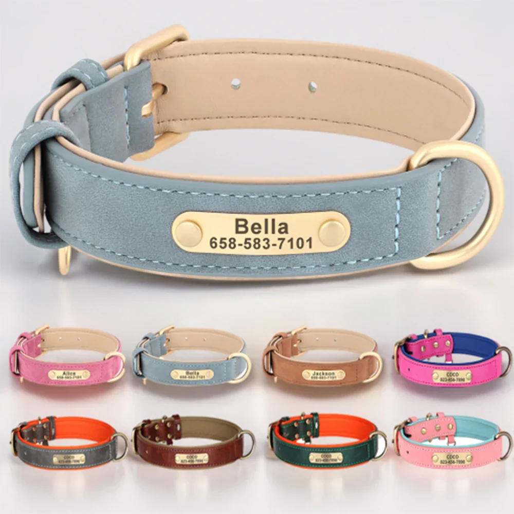 Personalized PU Leather Dog Collar with Custom Engraved ID Tag - Image 2