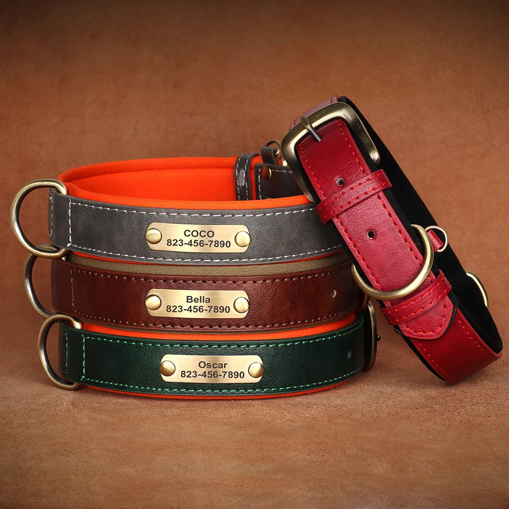 Personalized PU Leather Dog Collar with Custom Engraved ID Tag - Image 9