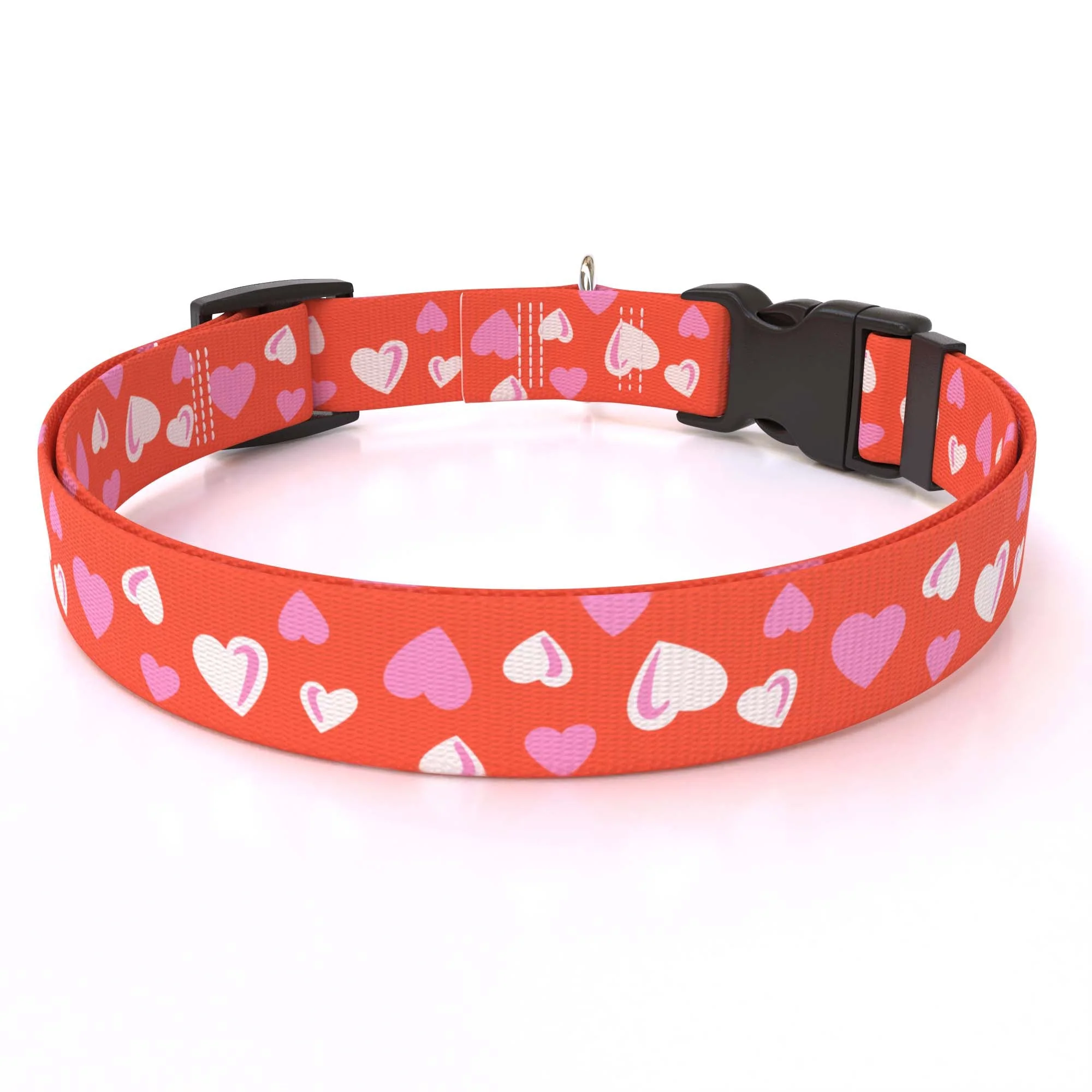 Personalized Red Hearts Dog Collar - Image 3
