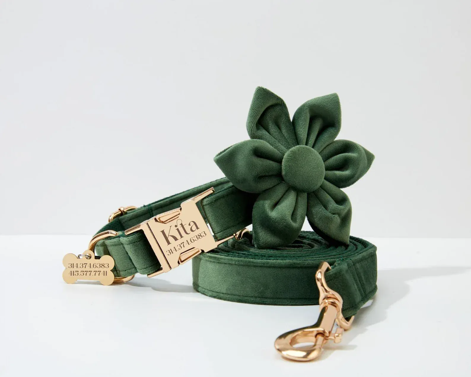 Personalized Velvet Dark Green Classic Set - Image 5