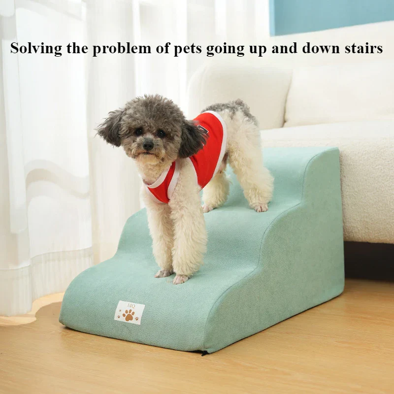 Pet 2/3 Step Stairs Ramp – Soft Memory Foam Dog & Cat Ladder | Removable & Washable Training Pet Ramp - Image 2