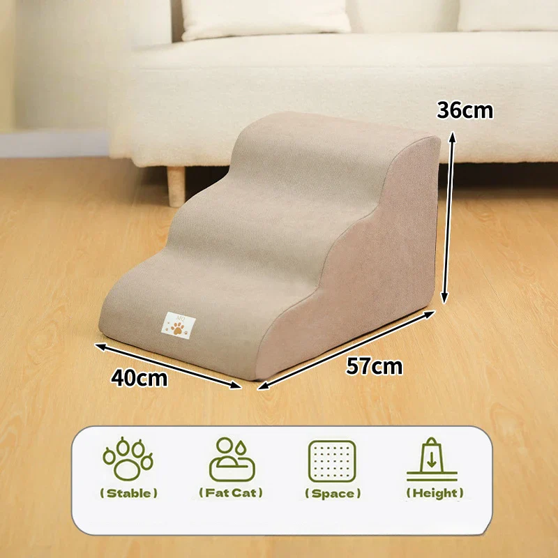 Pet 2/3 Step Stairs Ramp – Soft Memory Foam Dog & Cat Ladder | Removable & Washable Training Pet Ramp - Image 7