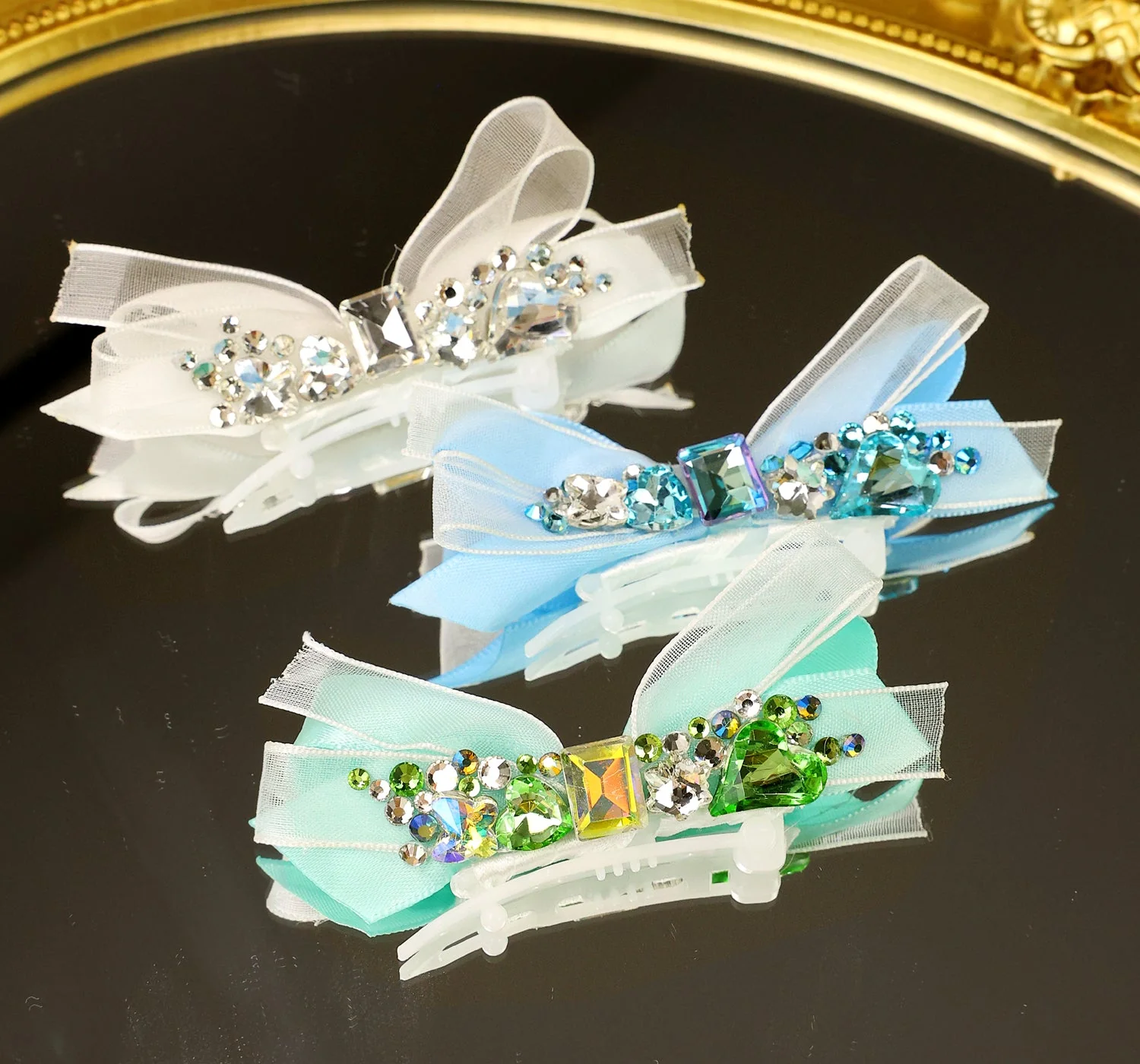 Pet Accessories Crystal Ribbon Hair Clip Headwear - Image 2