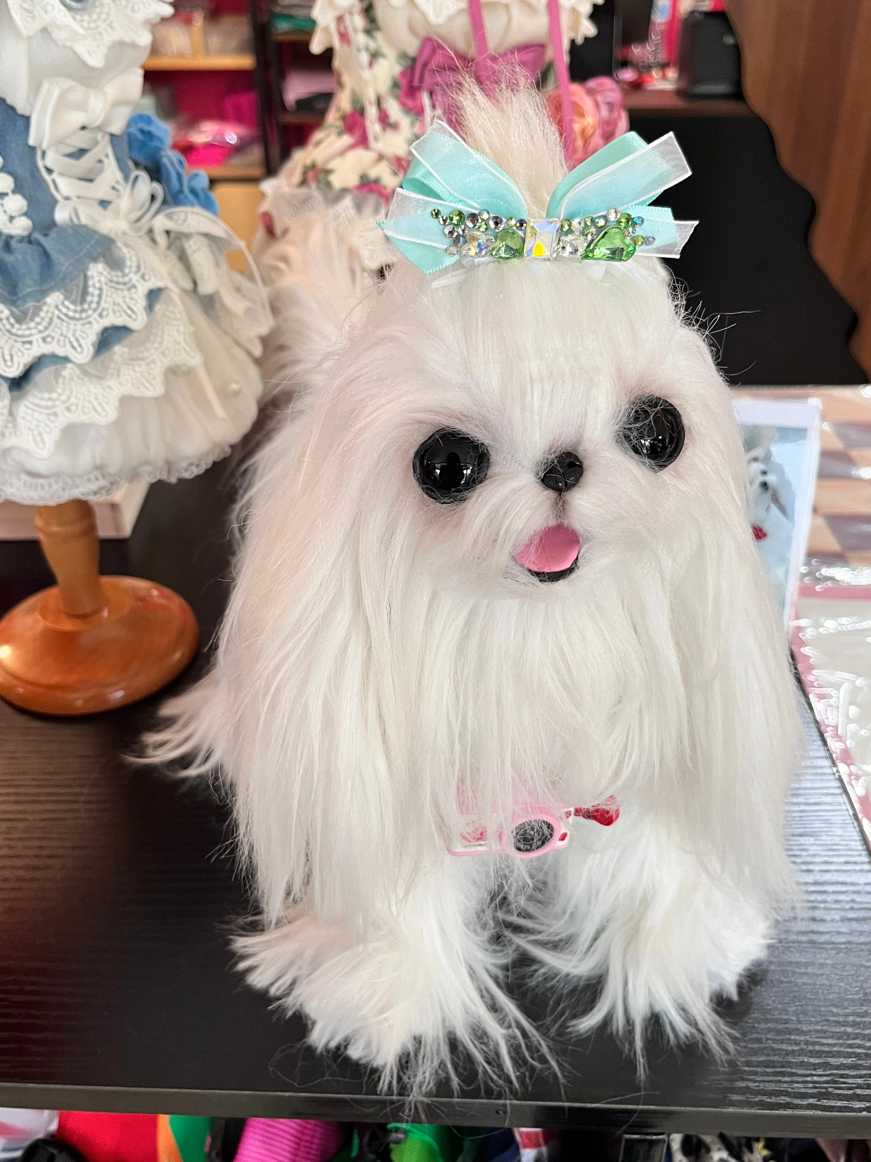 Pet Accessories Crystal Ribbon Hair Clip Headwear - Image 3