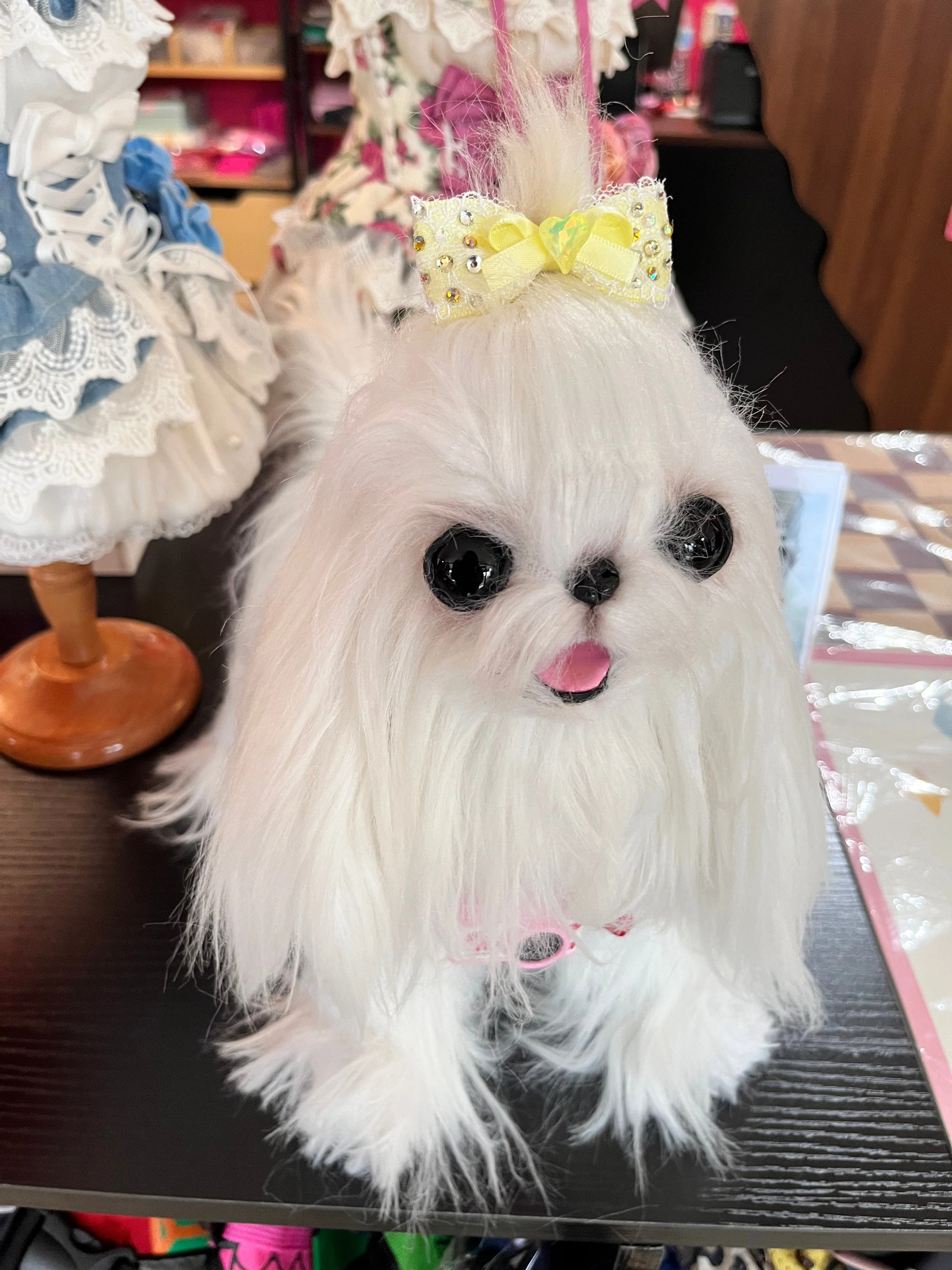 Pet Accessories Lace Bow Hair Clip with Heart Crystal Headwear - Image 3