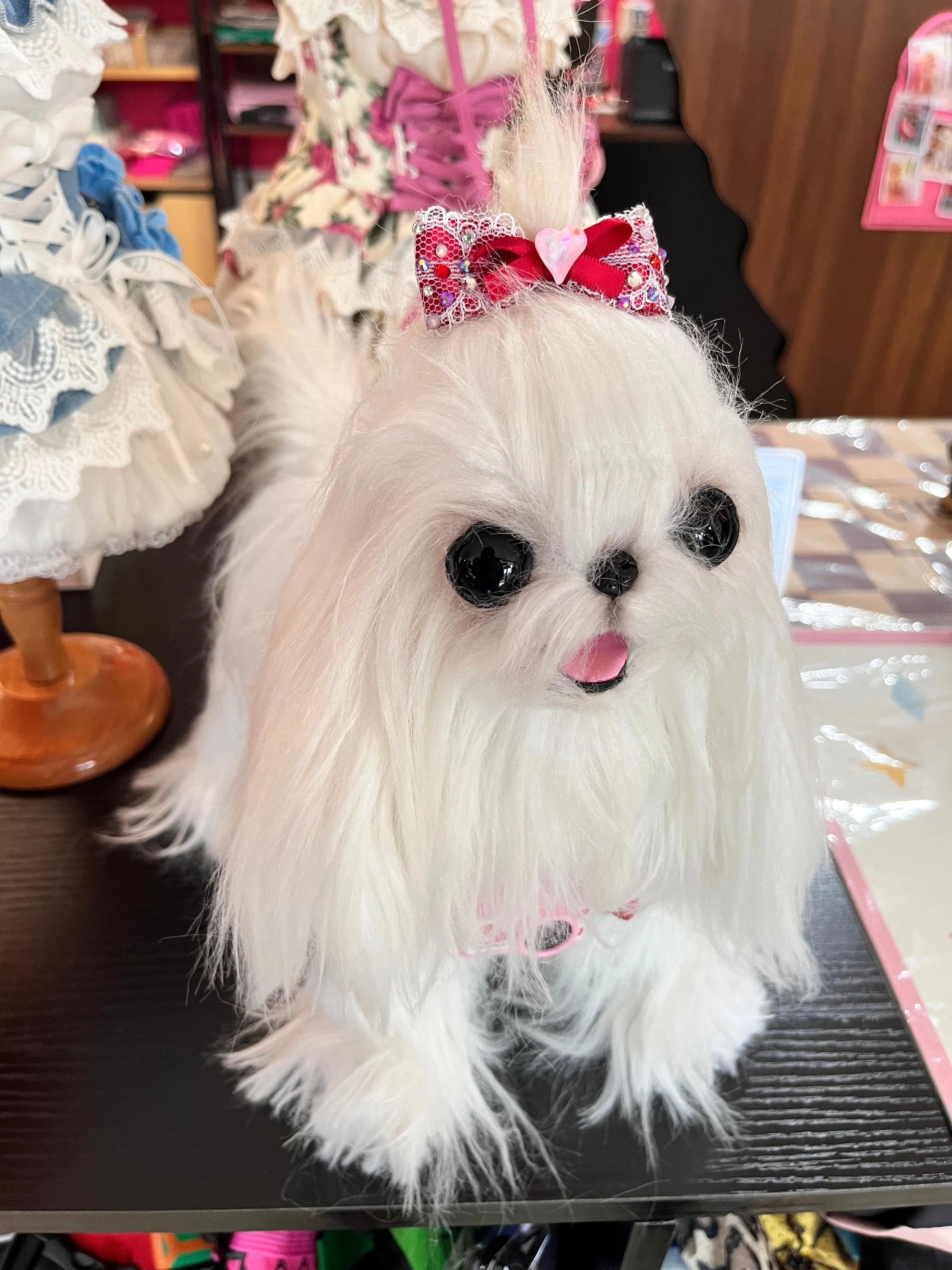 Pet Accessories Lace Bow Hair Clip with Heart Crystal Headwear - Image 4