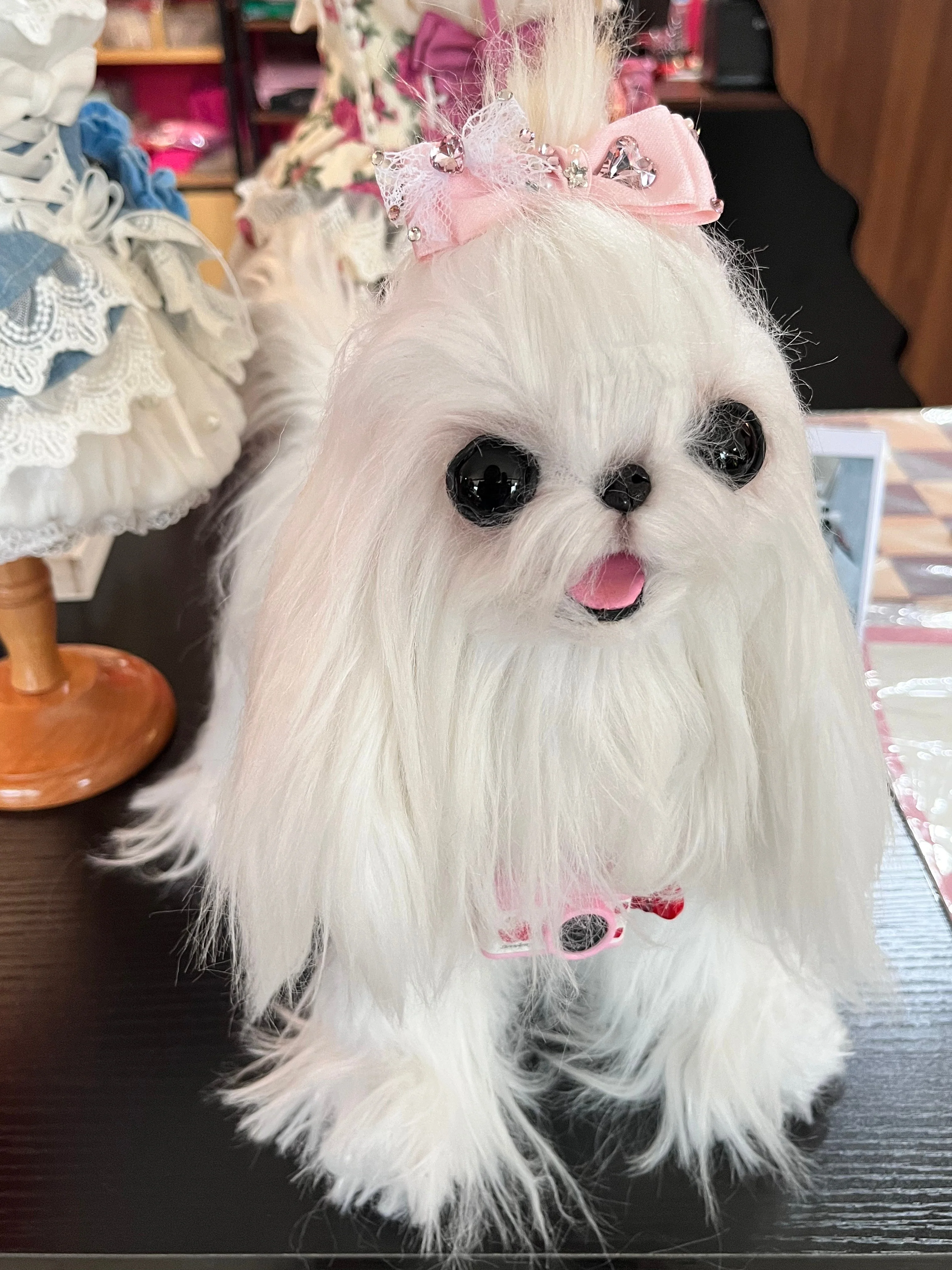 Pet Accessories Lace Bow Hair Clip with Heart Rhinestones headwear - Image 4