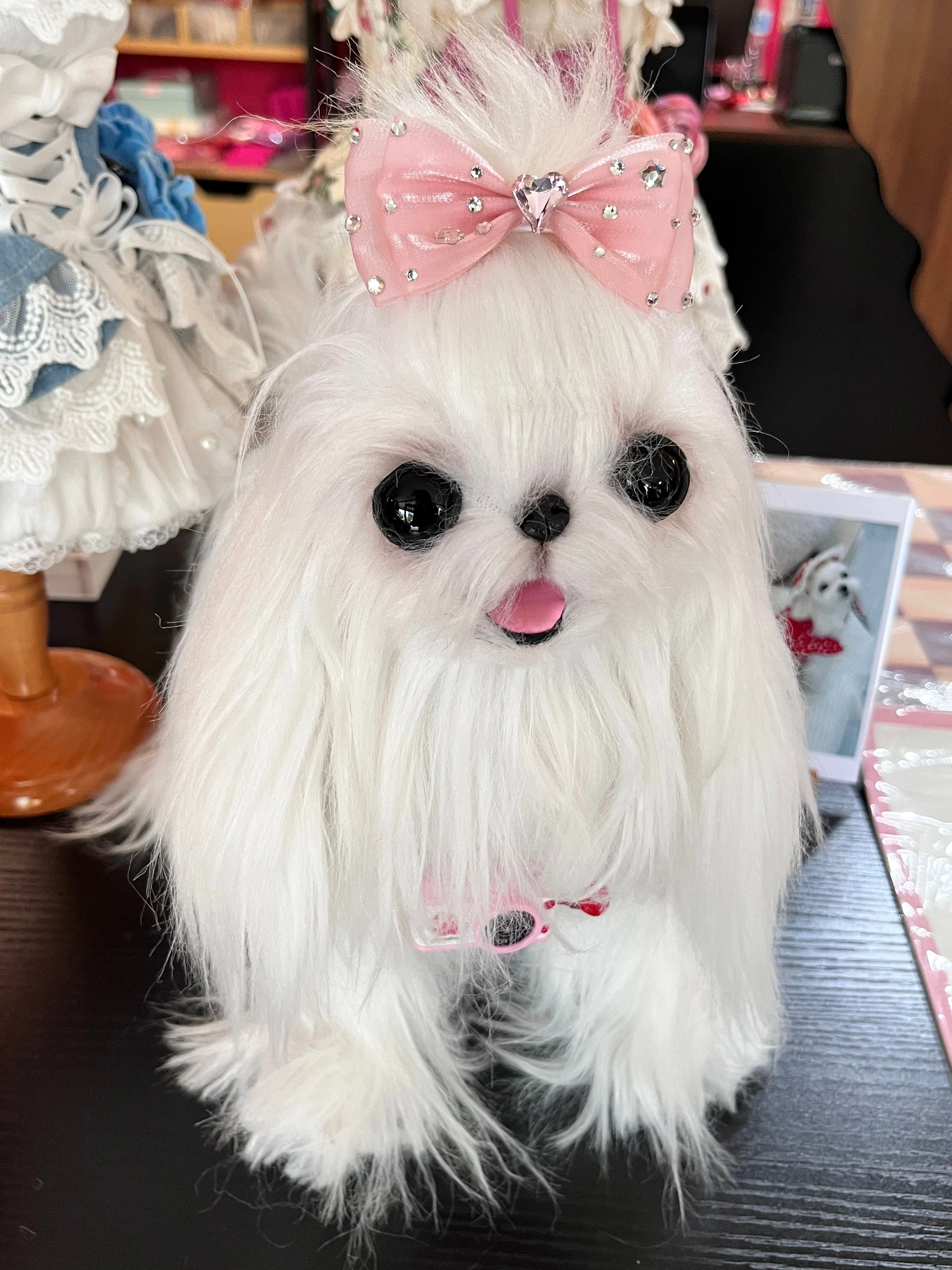 Pet Accessories Rhinestone Heart Bow Hair Clip headwear - Image 3