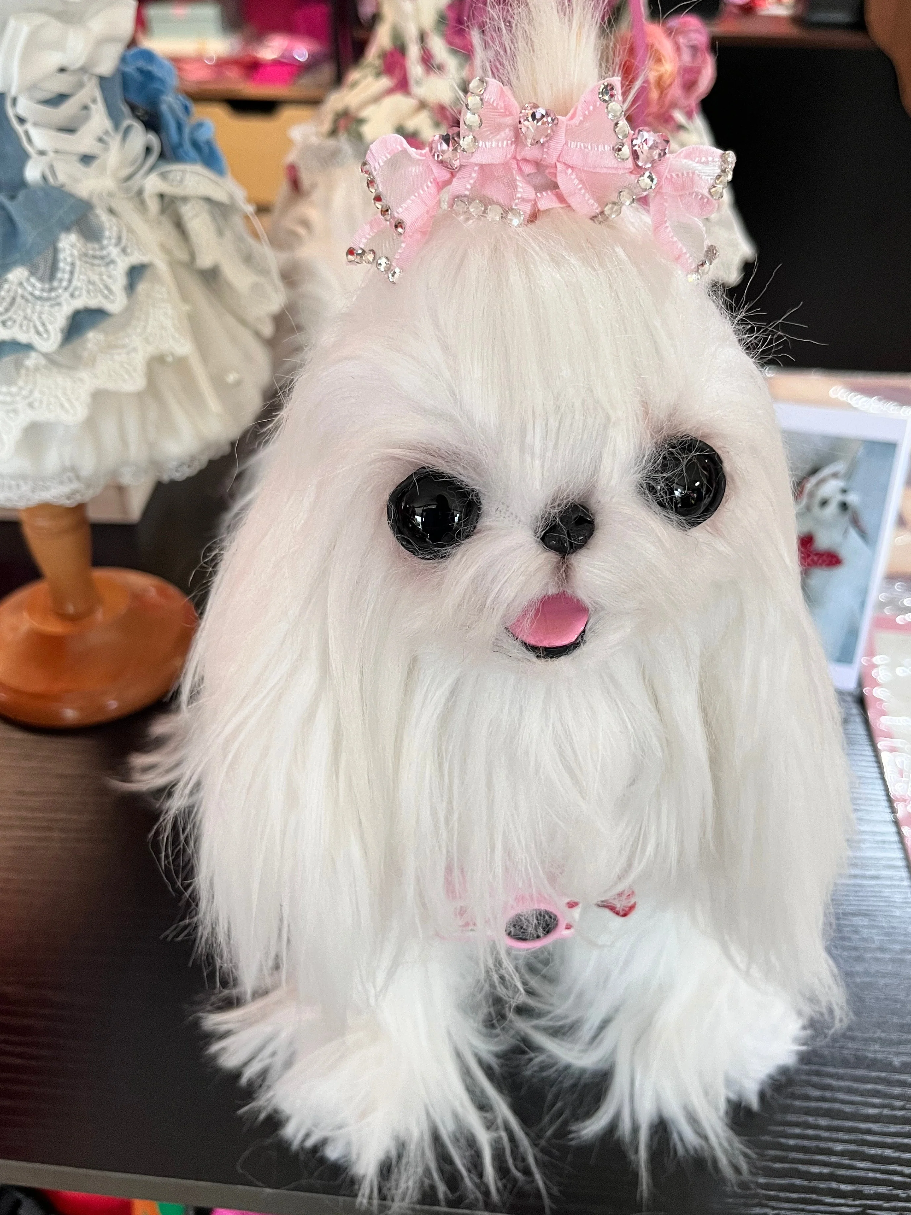 Pet Accessories Rhinestone Layered Bow Hair Clip Headwear - Image 3