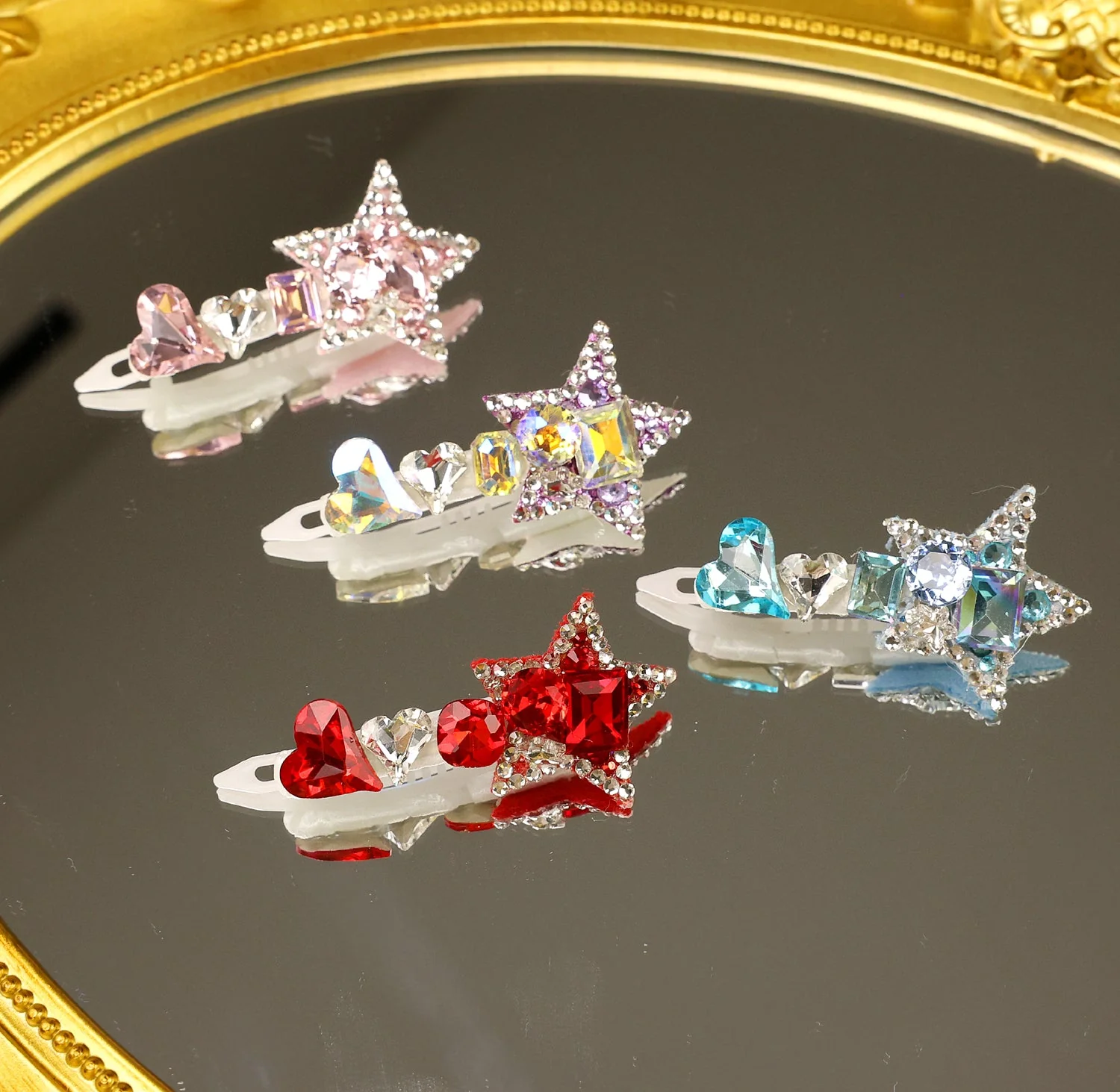 Pet Accessories Rhinestone Star & Heart Hair Clip headwear - Image 2