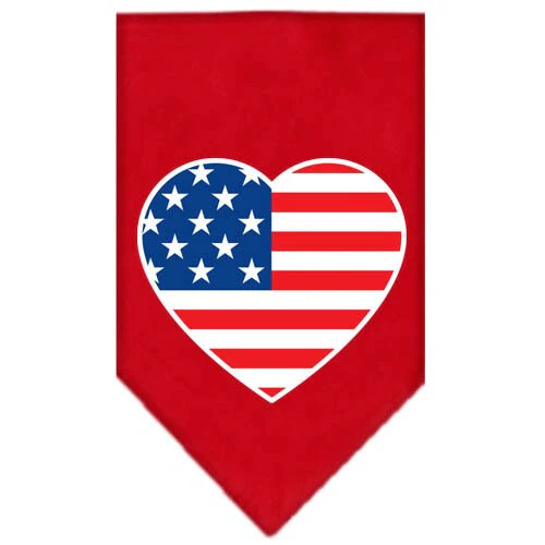 Pet and Dog Bandana Screen Printed, "American Flag Heart" - Image 6