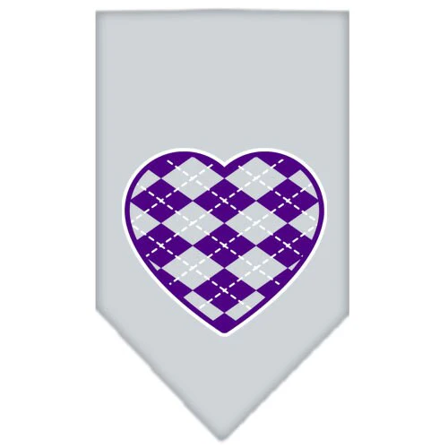 Pet and Dog Bandana Screen Printed, "Argyle Heart Purple" - Image 3