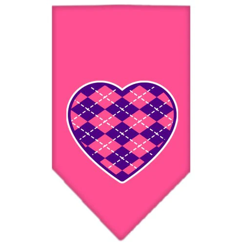 Pet and Dog Bandana Screen Printed, "Argyle Heart Purple" - Image 4