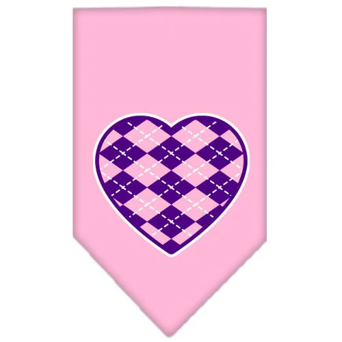 Pet and Dog Bandana Screen Printed, "Argyle Heart Purple" - Image 5