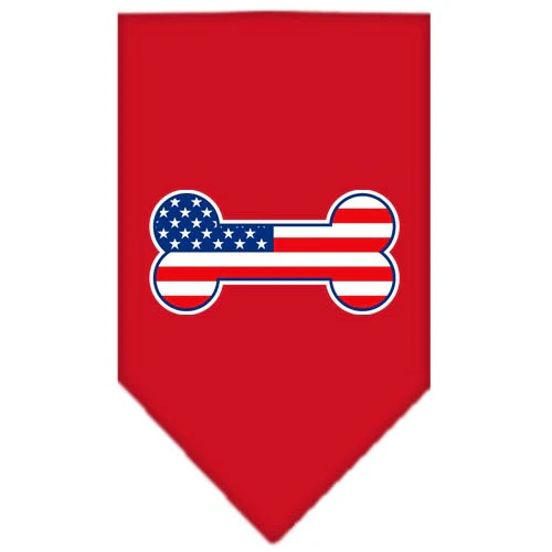 Pet and Dog Bandana Screen Printed, "Bone Shaped American Flag" - Image 2