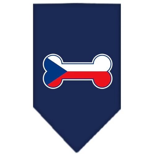 Pet and Dog Bandana Screen Printed,  "Bone Shaped Czech Republic Flag" - Image 2