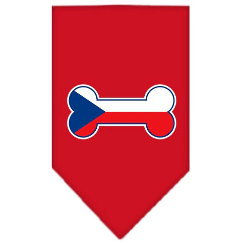 Pet and Dog Bandana Screen Printed,  "Bone Shaped Czech Republic Flag" - Image 3