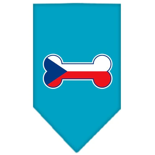 Pet and Dog Bandana Screen Printed,  "Bone Shaped Czech Republic Flag" - Image 4