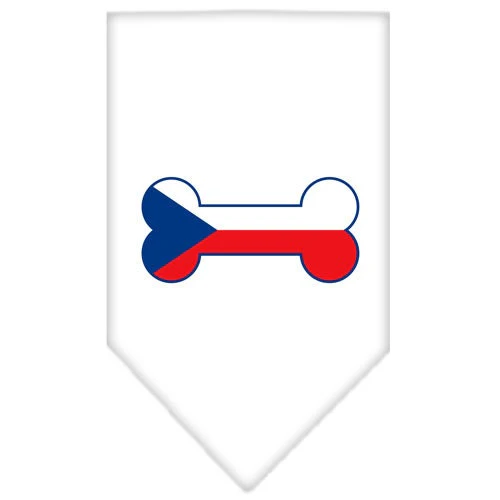 Pet and Dog Bandana Screen Printed,  "Bone Shaped Czech Republic Flag" - Image 5