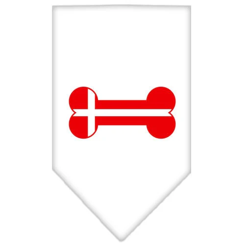 Pet and Dog Bandana Screen Printed, "Bone Shaped Denmark Flag" - Image 3