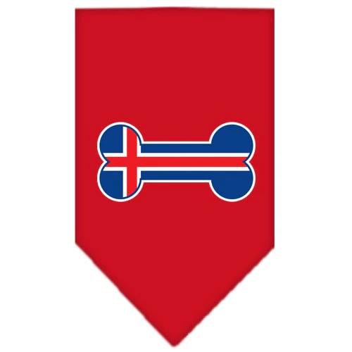 Pet and Dog Bandana Screen Printed, "Bone Shaped Iceland Flag" - Image 3