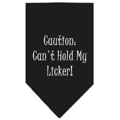 Pet and Dog Bandana Screen Printed, "Caution: Can't Hold My Licker" - Image 3