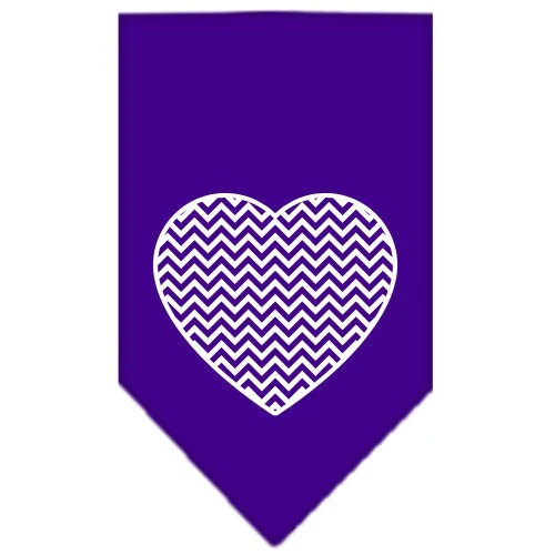 Pet and Dog Bandana Screen Printed, "Chevron Heart" - Image 2