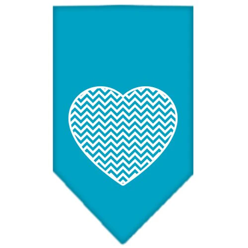Pet and Dog Bandana Screen Printed, "Chevron Heart" - Image 4