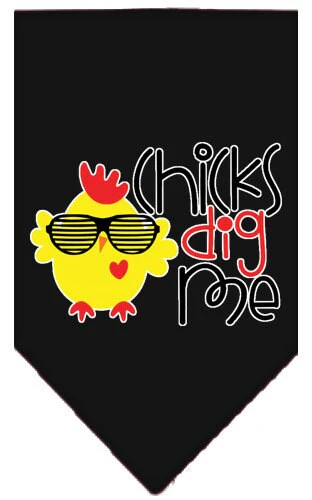 Pet and Dog Bandana Screen Printed, "Chicks Dig Me" - Image 2