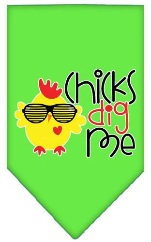Pet and Dog Bandana Screen Printed, "Chicks Dig Me" - Image 4