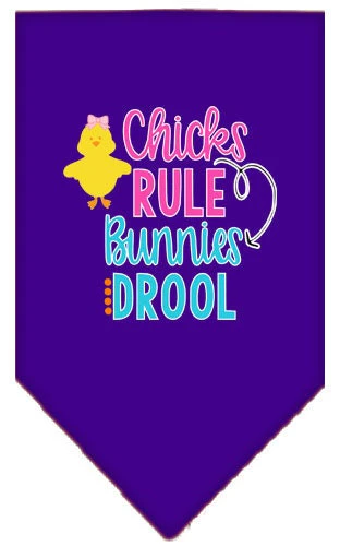 Pet and Dog Bandana Screen Printed, "Chicks Rule, Bunnies Drool" - Image 10