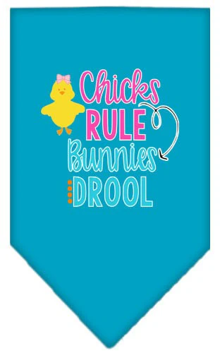Pet and Dog Bandana Screen Printed, "Chicks Rule, Bunnies Drool" - Image 2